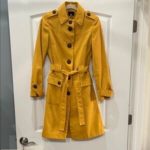 Wool Blend Mustard Yellow Trench Coat